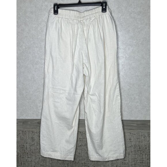 J. Crew Factory Womens Pants Size 4 Beige Khaki Linen Wide Leg Cropped B3 - Picture 2 of 8
